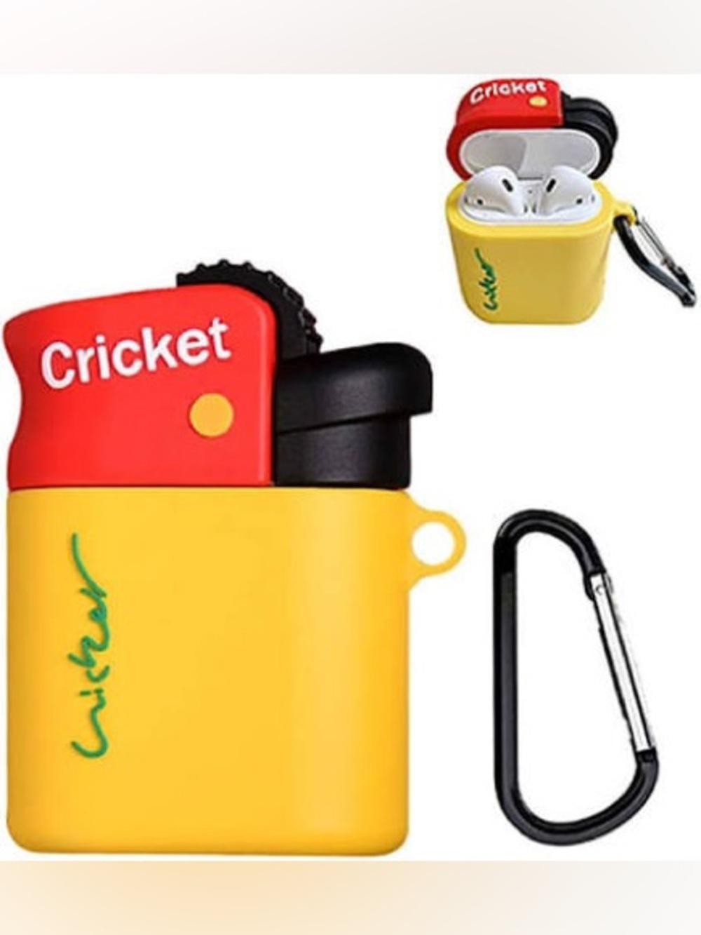 Cricket Yellow & Red Silicone AirPods Case with Carabiner